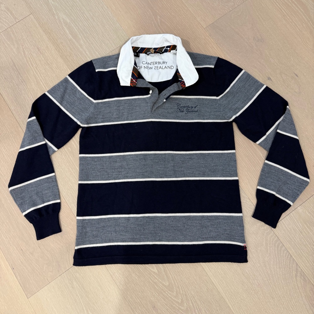 Canterbury of New Zealand wool striped rugby shirt